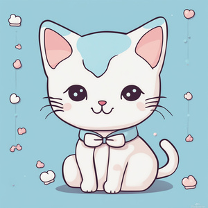 kawaii  cat light blue wallpaper Illustration style