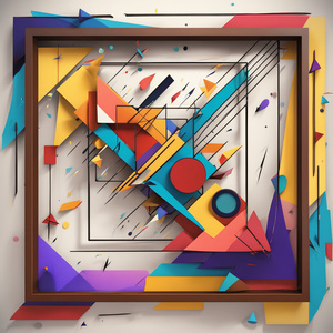KANDINSKY INFLUENCEDAVINCI INFLUENCE MIXCOLORFUL 3DLAYERS STYLE BORDER LIKE FRAME LIGHTNING BOLTS Minimalism style