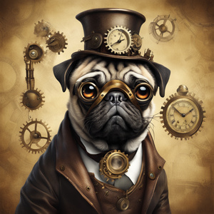 steampunk pug Dali style