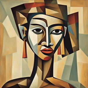 image of a longneck woman from Burma Cubism style