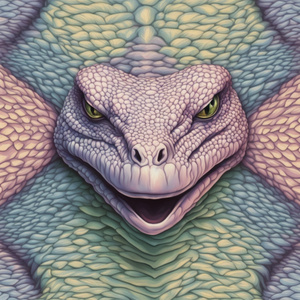 reptilian animal  pastel colors impactful elegant full of life optical illusion