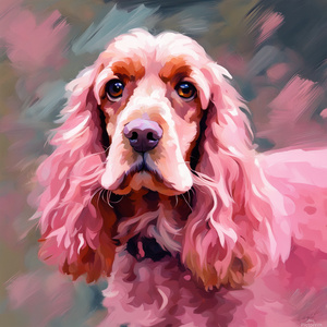 pink cocker spaniel Impressionism style