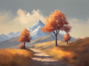 Make trees and mountains  Impressionism style