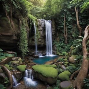 Enchanted waterfall retreat.