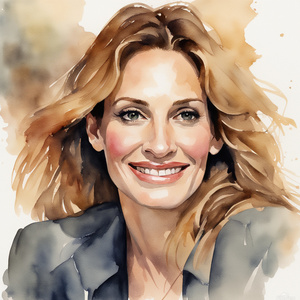 Julia Roberts PORTRAIT IN THE CLASSIC STYLE watercolor