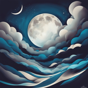 Moonlit sky escapade. Abstract style