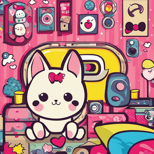 kawaii room wallpaper Pop art style