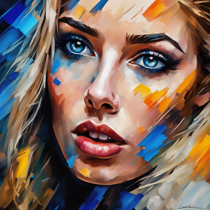  face striking makeup  black bold dramatic fair complexion dark lipstick blue winged eyeliner framed hair fashion-forward artistic photograph similar style 8K High quality Full HD Hyperrealism  Modern art Contemporary Realistic face Natural photography Ul