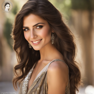 beautiful woman from Lebanon face and character image can be described as someone with striking features that captivate those around her. She might have luminous eyes that sparkle with warmth and intelligence framed by gracefully arched brows. Her smile c