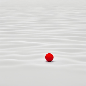 A single red dot suspended in a vast sea of white representing the simplicity and balance of life’s small yet profound moments. Minimalism style