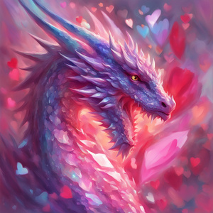 My Crystal Aura Dragon gives me a valentines gift Impressionism style