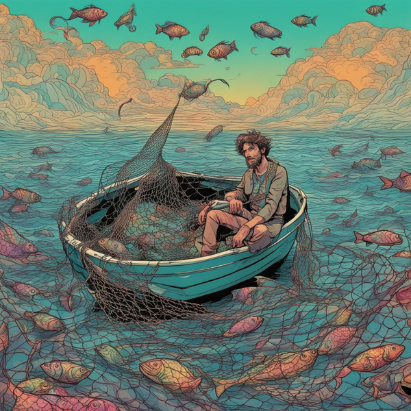 So Simon Peter climbed back into the boat and dragged the net ashore. It was full of large fish 153 but even with so many the net was not torn. ... So Simon Peter climbed back into the boat and dragged the net ashore. It was full of large fish 153 but even with so many the net was not torn. ...