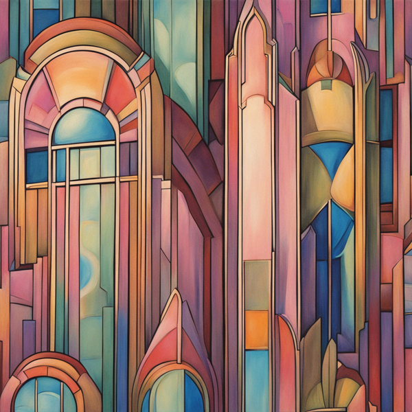 Art deco linnear high definition details impecable lovely Intense Bold colors pastel colors surrealism windows by AIGALLERY