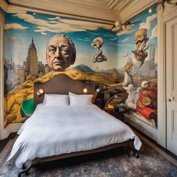 Je suis en vacances mentales mon cerveau et mon esprit dorment dans une chambre dhôtel du centre-ville de Montréal la métropole cosmopolite du Québec  Dali style by AIGALLERY