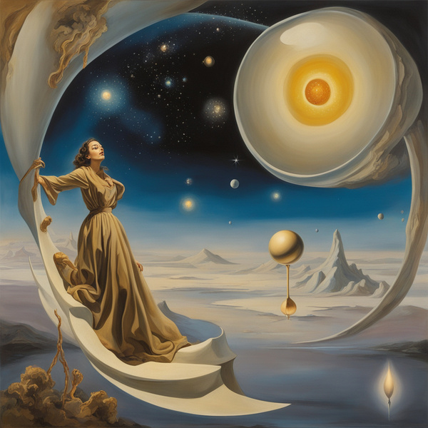 Artistique - bohème - génie solitaire - lumière - univers - cosmos - humaniste  Dali style by AIGALLERY