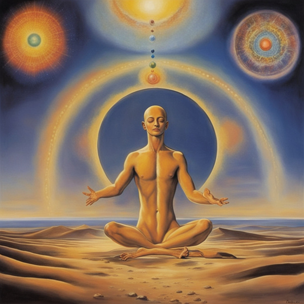 La naissance dune lumière spirituelle éclaire chacun de nous en notre for intérieur des chakras qui souvrent au mouvement de la vie sur la terre toute entière Dali style by AIGALLERY
