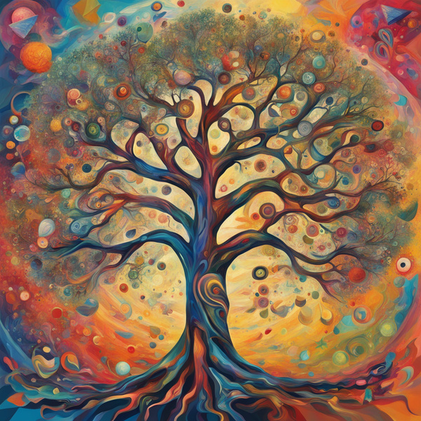 Tree of Life in Maximalism Abstract by AIGALLERY