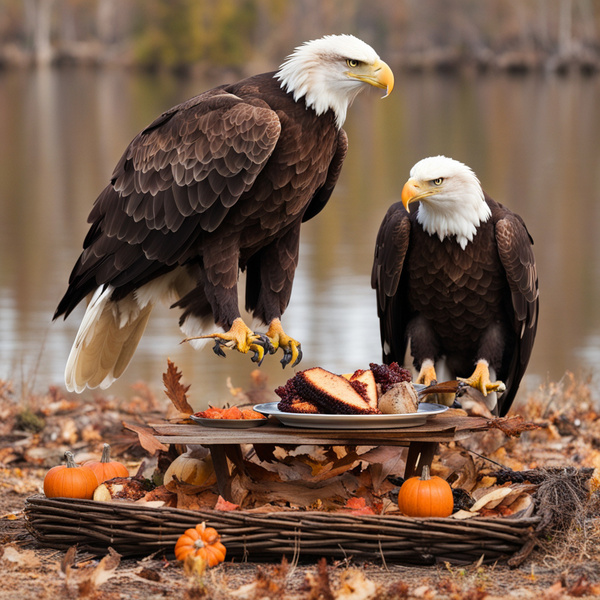 2 Bald Eagles having a Thanksgiving dinner  by AIGALLERY
