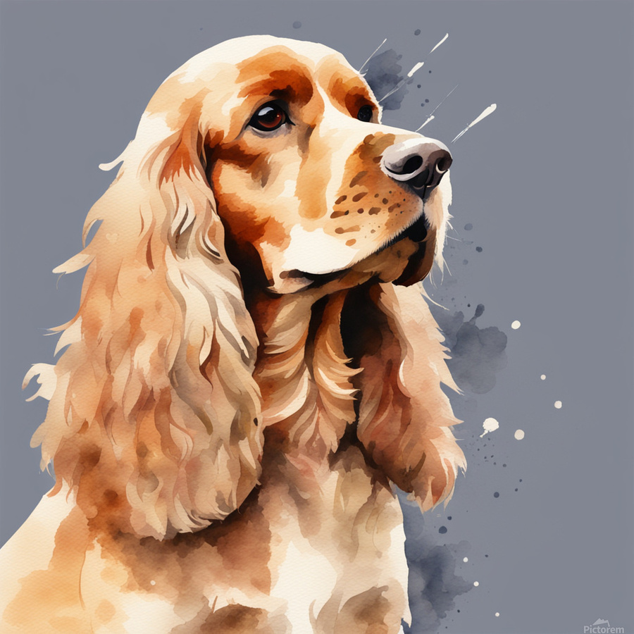 cocker spaniel Watercolor style by AIGALLERY Wall Art