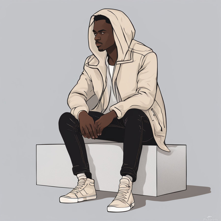 Portrait Dessin Homme Capuche Dessin Croquis D'illustration D'un Homme  Marchant Impression Photo, image size:900x900