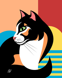 Abstract Calico Cat Art