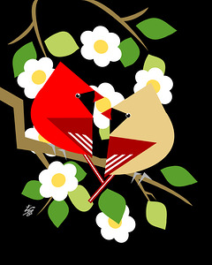 Northern Cardinal Vector Bird Art