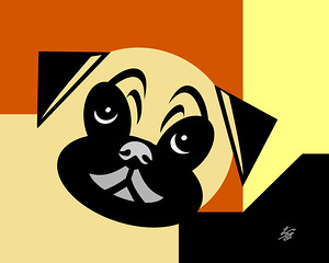 Geometric Abstract Pug Dog Art