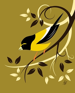 Stylized Evening Grosbeak