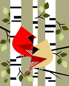 Male and Female Common Cardinal