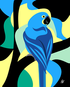 Abstract Hyacinth Macaw Art