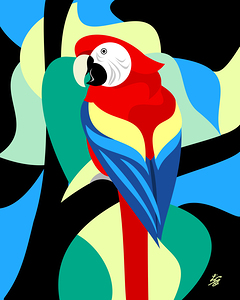 Abstract Scarlet Macaw