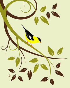 Stylized American Goldfinch Art