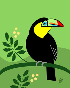 Stylized Keel-billed Toucan