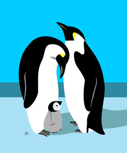Emperor Penguin With Baby Chick