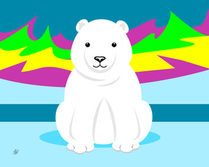 Polar Bear and Northern Lights