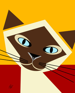 Stylized Siamese Cat Portrait
