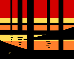Sunset Landscape Geometric Abstract