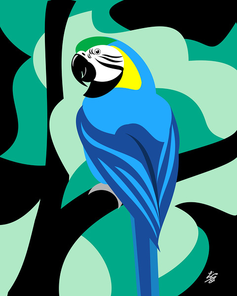 Blue and Yellow Macaw Print