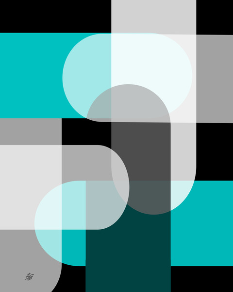 Geometric Abstract Teal Print