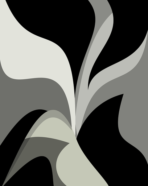 Black and Gray Abstract Swirls Print