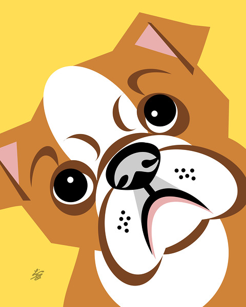 Vector Bulldog Portrait Print