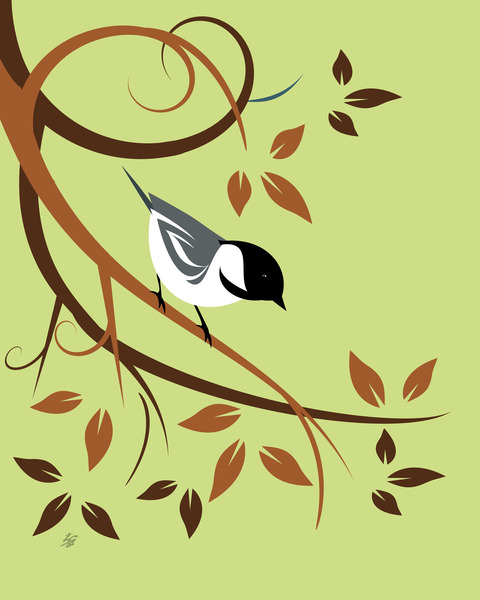 Stylized Chickadee Print