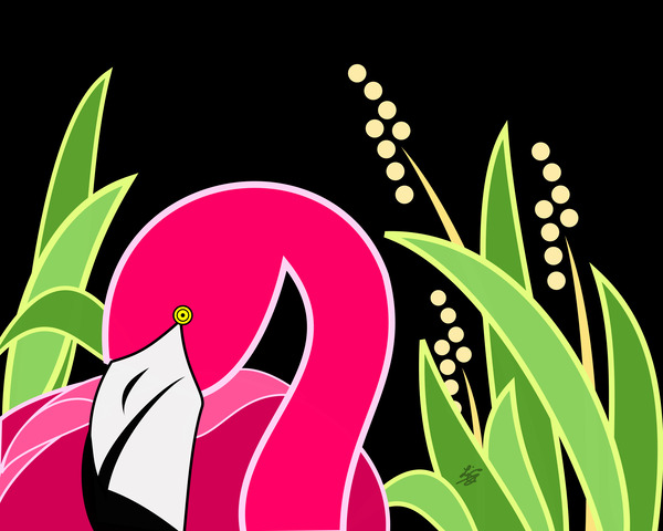 Stylized Abstract Flamingo Print