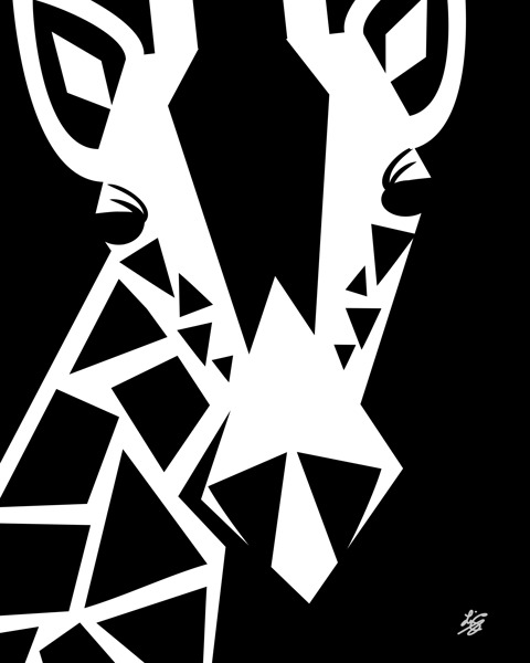 Geometric Wildlife Giraffe Portrait Print