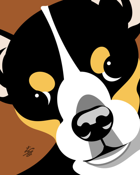 Black and Tan Chihuahua Portrait Illustration Print