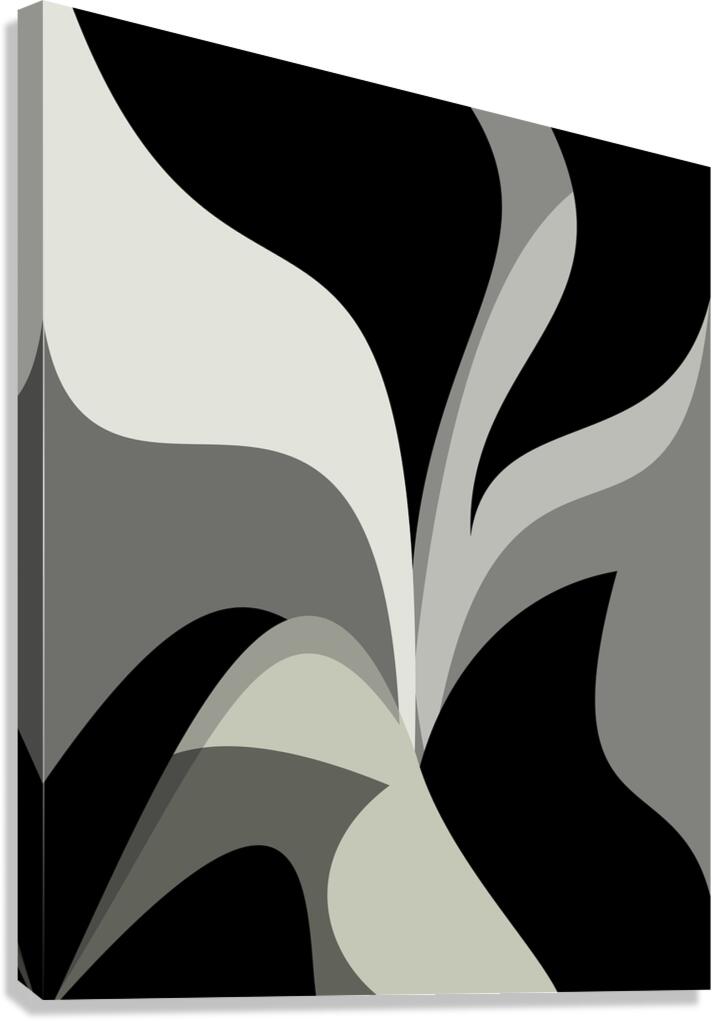 Black and Gray Abstract Swirls Canvas Print
