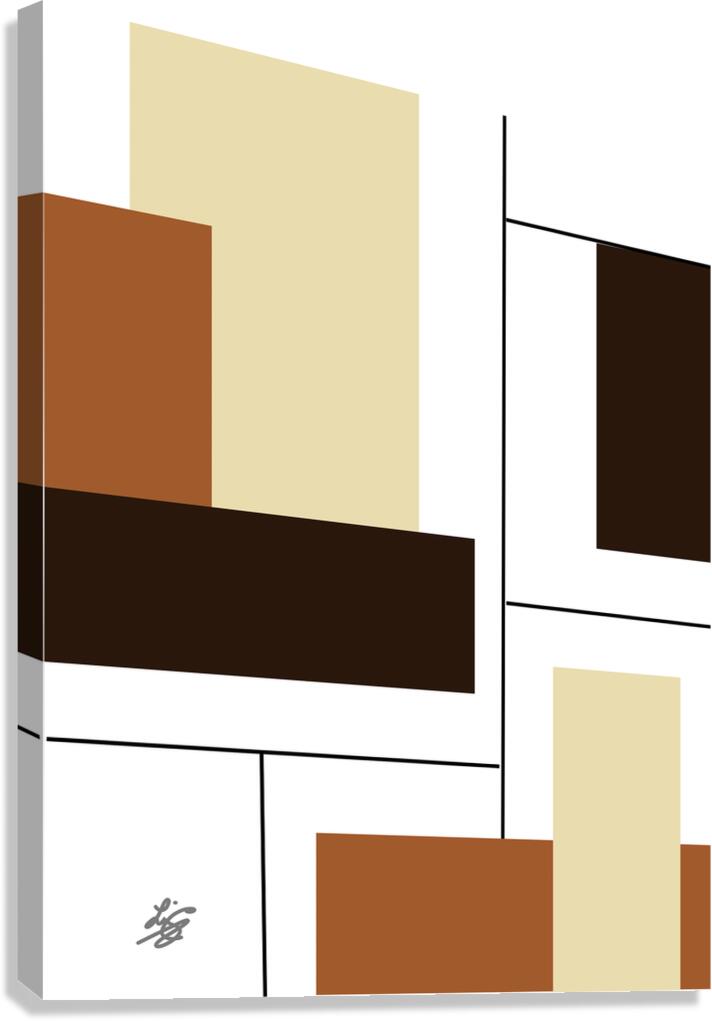 Beige and Black Geometric Abstract Canvas Print