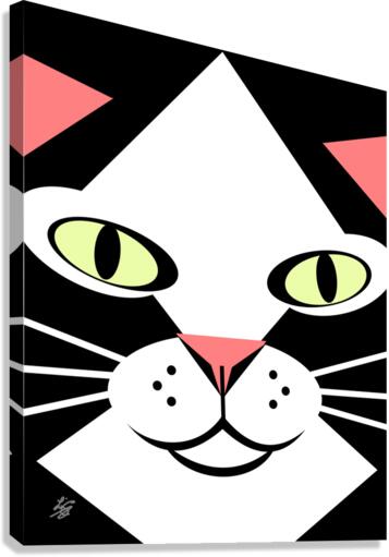 Geometric Black and White Cat Face Canvas Print