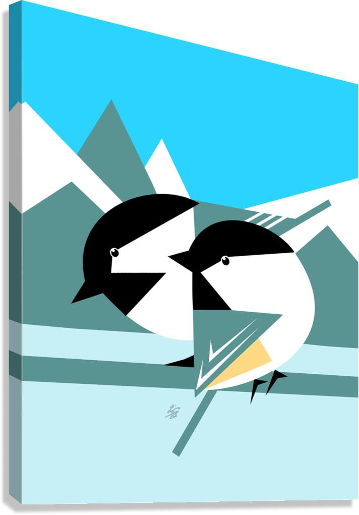 Geometric Chickadee Vector Art Canvas Print