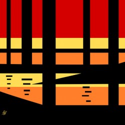 Sunset Landscape Geometric Abstract